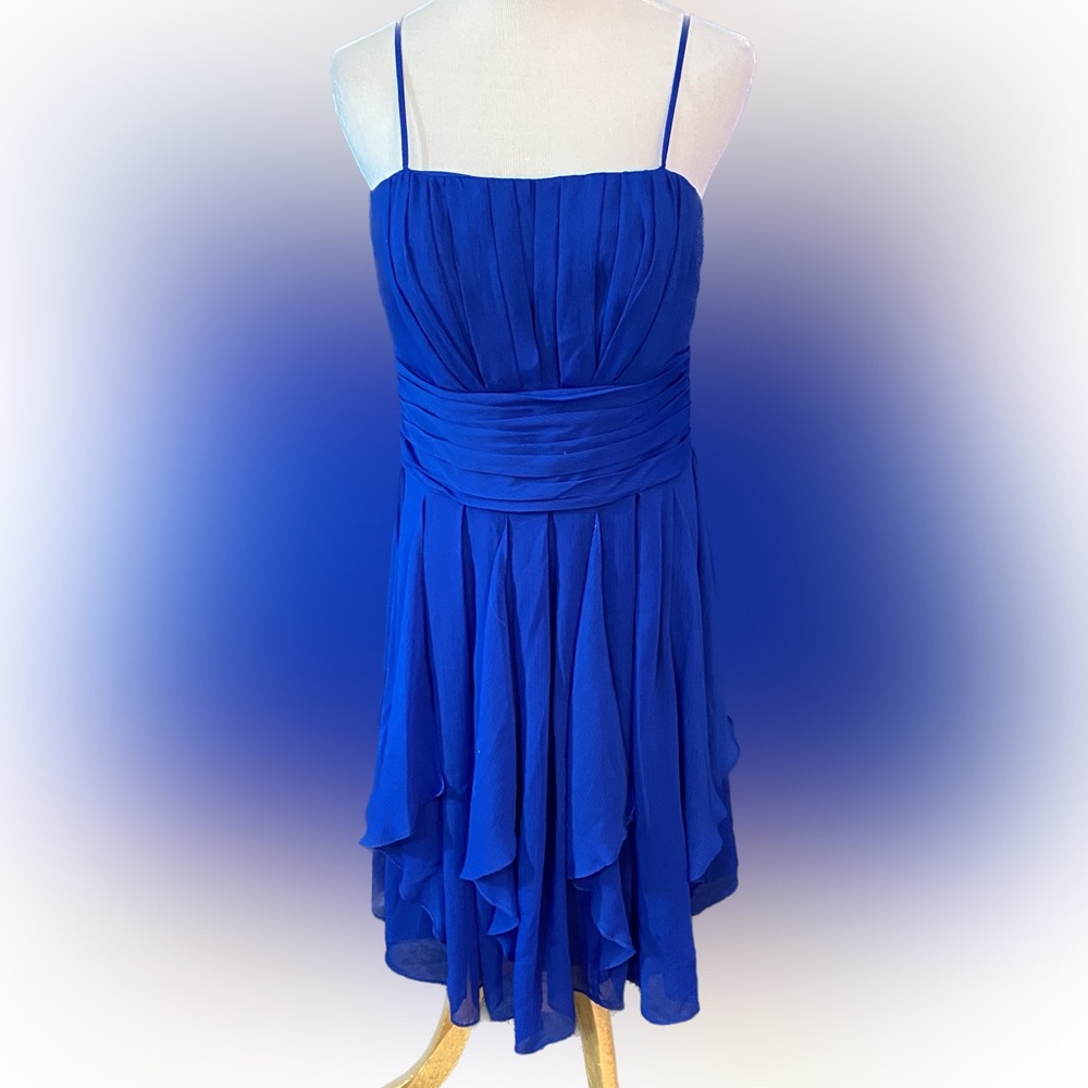 David’s Bridal Blue Ruffle Mini Dress (6)